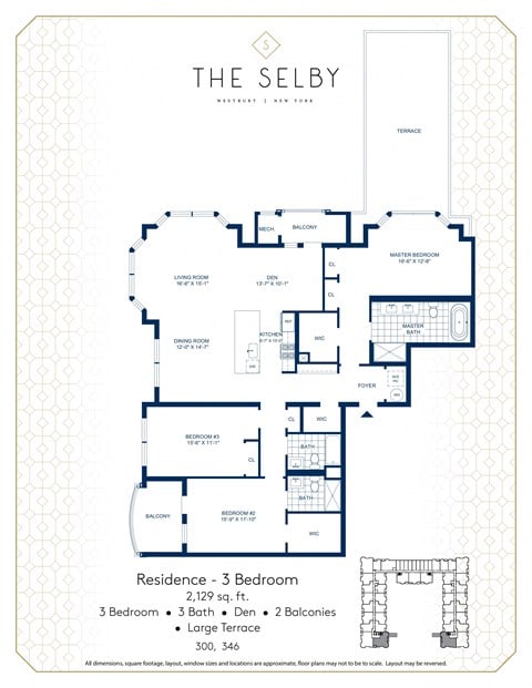 Floor plan for 3 beds, 3 baths